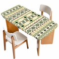 thumbnail image 1 of Beige Green Boho Table Cloths for 5 Foot Rectangle Tables, Vintage Ethnic Tribe Abstract Art Patio Waterproof Elastic Fitted Tablecloths, Washable Rectangular Table Cover for Camping, 1 of 8