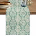 thumbnail image 1 of Beige Green Flower Table Runner, Ethnic Middle East Cotton Linen Kitchen Table Decoration Washable Dining Tabletop Runners for Home Party Decor 13x60 Inches, 1 of 9