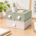 Beige&Green Stackable Plastic Desktop Organizer with Drawers - Walmart.com