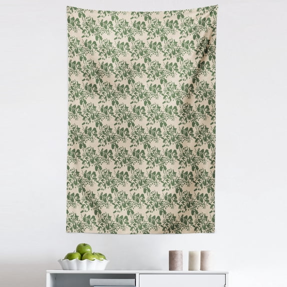 Beige Green Tapestry, Camo Print Inspired Tropical Forest Leaves Foliage Continuous Pattern, Fabric Wall Hanging Decor for Bedroom Living Room Dorm, 5 Sizes, Olive Green, by Ambesonne