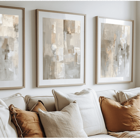 Beige Grey Abstract Minimalist Boho Poster Set 3 Prints Set 3 , Poster Only