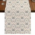 thumbnail image 1 of Beige Grey Baroque 36 Inch Table Runner, Abstract Art Floral Pattern Farmhouse Dresser Scarf Cotton & Linen Tablerunner for Dining/Kitchen Island/Holiday Party Décor Small 13" x 36", 1 of 9