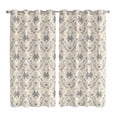 thumbnail image 1 of Beige Grey Baroque Kitchen Curtains 63 Inch Length, Abstract Art Floral Pattern Grommet Top Bedroom Living Room Curtains, Light Filtering Cafe Curtain Drapes 2 Panels Set 84''x63'', 1 of 9