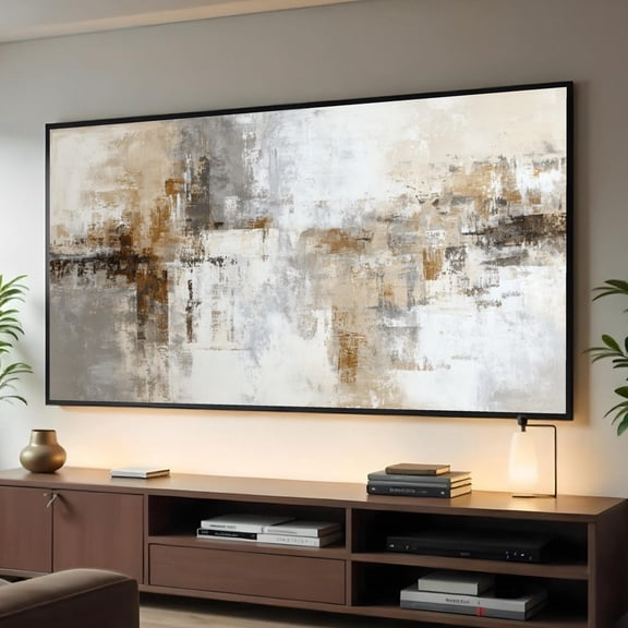 Beige Grey Brown Abstract Wall Art Print