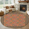 thumbnail image 1 of Beige Grey Floral Boho Round Rug 7ft Washable Circle Rugs Non Slip Vintage Ethnic Tribe Abstract Art Large Area Rug Indoor Floor Carpet for Bedroom Kitchen Living Room Home Office Dining Room Nursery, 1 of 8
