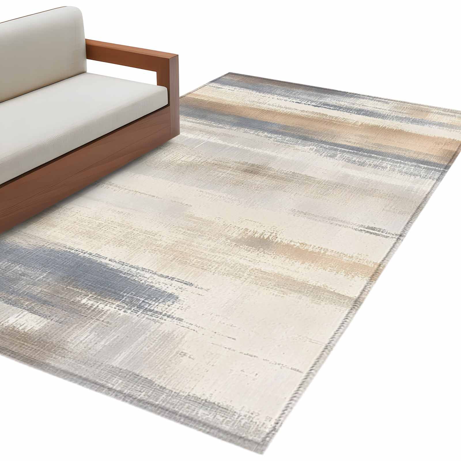 Muttled Rug Beige Grey Large Area Rugs for Bedroom Living Room, Soft Non Slip ...