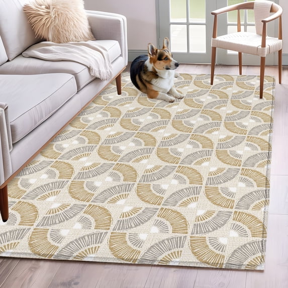 Beige Grey Plaid Runner Rug Non Slip 2.7x5 Minimalist Geometric ...