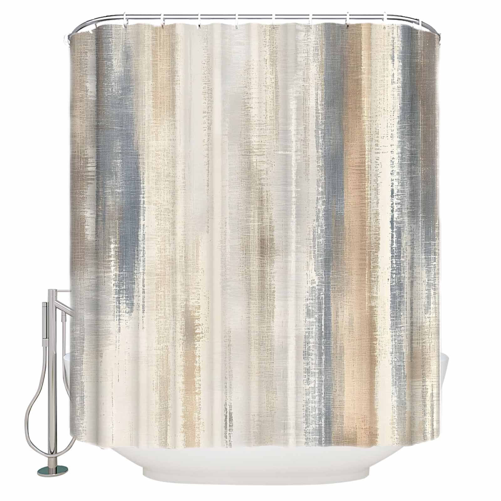 Beige Grey Shower Curtains for Bathroom Waterproof Fabric Bath Curtains Decor Bath Tub Curtain Abstract Mottled Art Retro Modern Painting Decorative Shower Curtain Sets with 12 Hooks, 72x72 Inch