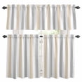 thumbnail image 1 of Beige Grey Striped Kitchen Curtains Sets for Windows 24 Inch Length, Minimalist Farmhouse Stripe Rod Pocket Window Treatments Tier Curtains and Valances Set for Bedroom/Bathroom, 1 of 8