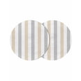 thumbnail image 1 of Beige Grey Striped Round 13 Inch Placemats Set of 2, Minimalist Farmhouse Stripe HeatResistant Non Slip Place Mats for Dining Table, Wipeable Braided Kitchen Table Mats for Housewarming, 1 of 9