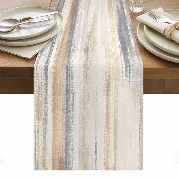 Beige Grey Table Runner - 70 Inch Long, Kitchen Dining Table Runner Dresser Scarves, Abstract Mottled Art Retro Modern Painting Farmhouse Decor for Coffee Tables Wedding Party Banquet
