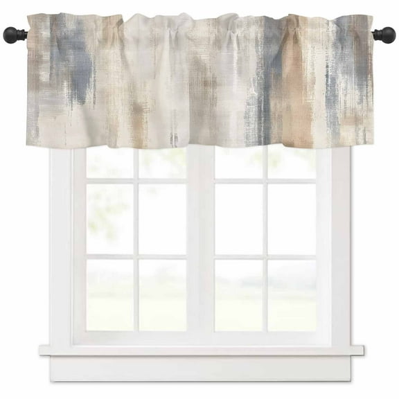 Beige Grey Valances for Windows Farmhouse Kitchen Curtains Valances Rod Pocket Valance Curtains for Kitchen Windows Abstract Mottled Art Retro Modern Painting Window Valances for Bathroom 42"x18"