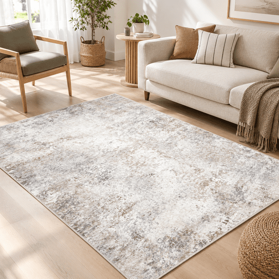 Beige Grey Washable Rugs 3x5 Area For Living Room Bedroom Dining ...
