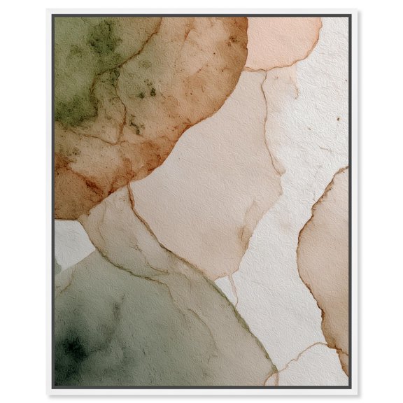 Beige Ground Swell I Canvas Print Nature Decor by Art Remedy, White Frame, 36 x 45