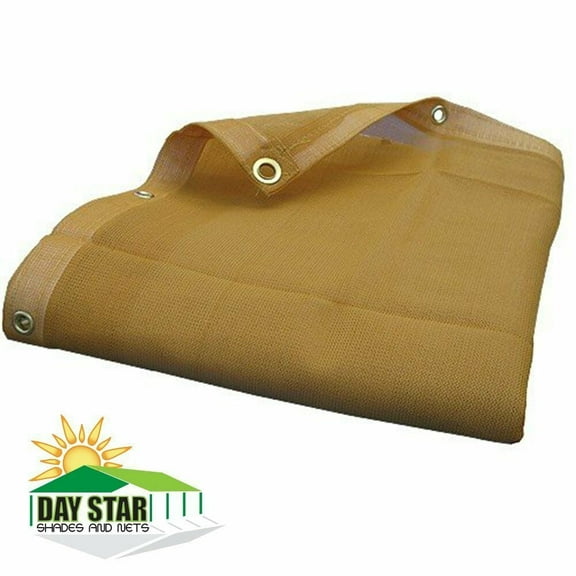 (Beige) HD Mesh Tarp Net Sun Shade Fence Screen Patio 9X12 (Finished Size 8'.6 X 11'.6)