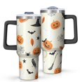 thumbnail image 1 of Beige Halloween Pumpkins Ghosts and Bats Tumbler with Handle and Lid,40oz Double Wall Vacuum Insulated Tumbler,Cups Gift for Women and Men, 1 of 7