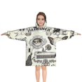 thumbnail image 1 of Beige Halloween Skull Pumpkin Pattern Blanket Hoodies for Kids 6-13YR Oversize Wearable Blanket Hoodies for Boys Girls Teens, 1 of 7