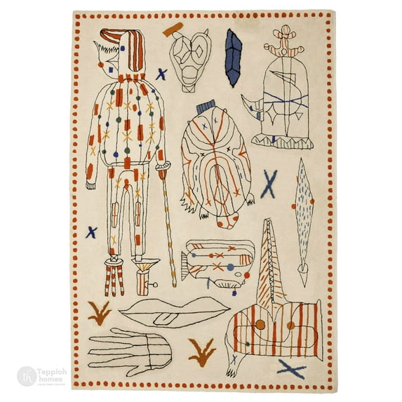 Beige Hand Tufted Rug 9x12, for Living room, Hallway, Woolen Carpet, Geometric Rugs.
