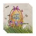 thumbnail image 1 of Beige Happy Easter Cloth Napkins, Spring Easter Eggs Floral Rustic Washable and Reusable Dinner Napkins Set of 4, Table Napkin for Kitchen Party Birthday Wedding Hotel Housewarming 20"x20", 1 of 9