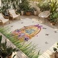 thumbnail image 1 of Beige Happy Easter Outdoor Rug for Patio/Deck/Porch, Non-Slip Large Area Rug 3 x 5 Ft, Spring Easter Eggs Floral Rustic Indoor Outdoor Rugs Washable Area Rugs, Reversible Camping Rug Carpet Runner, 1 of 8