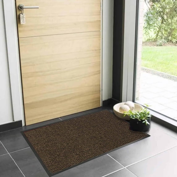 Evideco Tan PVC Door Mat 48x32 Inches - Non-Slip Backing, Heavy-Duty - Indoor Outdoor - Front Door Mat for Entryway, Porch, Patio