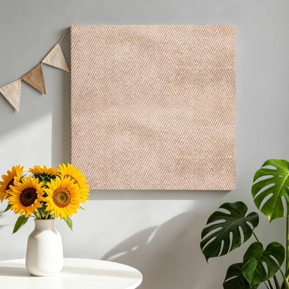 Beige Herringbone Canvas Wall Art for Living Room, Modern Minimalist Woven Textured Poster Print Painting for Bedroom Office Home Decoration Wall Pictures Prepare To Hang 8"x8"