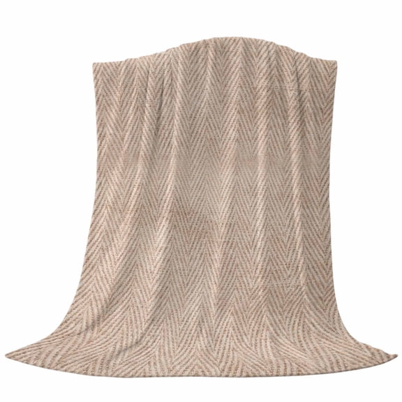 Beige Herringbone Fleece Throw Blanket Modern Minimalist Woven Textured Ultra Soft Fuzzy Cozy Flannel Throw Blanket for Couch Sofa Bed Car Travel, Ideal Gifts 40x50 Inches