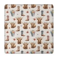thumbnail image 1 of Beige Highland Cow Boot Flower Pattern Square Fitted Tablecloth with Elastic Edge,Square Table Cover,Washable Elastic Table Cover for Home Kitchen Party Decor 34"x34", 1 of 6