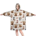 thumbnail image 1 of Beige Highland Cow Boot Flower Pattern Wearable Oversized Blanket,Wearable Blanket Hoodie for Adults,Cozy Hooded Blankets with Super Pockets,Super Warm Fuzzy Pullover for Women & Men, 1 of 6