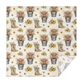 thumbnail image 1 of Beige Highland Cow Bucket Boot Flower Pattern Square Tablecloth,Waterproof Square Table Cover,Wipeable Spillproof Washable Table Cover for Home Kitchen Party Decor 42"X42"(107x107cm), 1 of 6