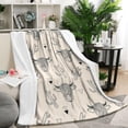 thumbnail image 1 of Beige Highland Cow Cactus Triangle Pattern Blanket,Comfortable Soft Flannel Throw Blanket,All Season,Warm Lightweight Blankets for Sofa Bed Couch Living Room Chair,50"x60", 1 of 4