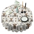 thumbnail image 1 of Beige Highland Cow Fence Daisy Pattern Round Tablecloth 60"x60",Wrinkle Wipeable Table Cloth for Kitchen Dining Room Picnic Patio Party, 1 of 6