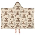 thumbnail image 1 of Beige Highland Cow Fence Pattern Hooded Bath Towel，50"x30" for Ages 3 To 12 Kids, Quick Dry Lightweight Soft Microfiber Hood Beach Towel Cover Up for Kids, 1 of 7