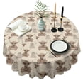 thumbnail image 1 of Beige Highland Cow Fence Pattern Round Tablecloth 60"x60",Wrinkle Wipeable Table Cloth for Kitchen Dining Room Picnic Patio Party, 1 of 6