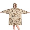 thumbnail image 1 of Beige Highland Cow Figure Butterfly Pattern Wearable Oversized Blanket,Wearable Blanket Hoodie for Adults,Cozy Hooded Blankets with Super Pockets,Super Warm Fuzzy Pullover for Women & Men, 1 of 6