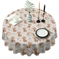 thumbnail image 1 of Beige Highland Cow Flower Pattern Round Tablecloth 60"x60",Wrinkle Wipeable Table Cloth for Kitchen Dining Room Picnic Patio Party, 1 of 6