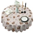 thumbnail image 1 of Beige Highland Cow Flower Pattern Round Tablecloth 60"x60",Wrinkle Wipeable Table Cloth for Kitchen Dining Room Picnic Patio Party, 1 of 6