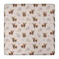 thumbnail image 1 of Beige Highland Cow Flower Pattern Square Fitted Tablecloth with Elastic Edge,Square Table Cover,Washable Elastic Table Cover for Home Kitchen Party Decor 36"x36", 1 of 6