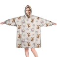 thumbnail image 1 of Beige Highland Cow Flower Pattern Wearable Oversized Blanket,Wearable Blanket Hoodie for Adults,Cozy Hooded Blankets with Super Pockets,Super Warm Fuzzy Pullover for Women & Men, 1 of 6