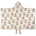 thumbnail image 1 of Beige Highland Cow Pattern Hooded Bath Towel，50"x30" for Ages 3 To 12 Kids, Quick Dry Lightweight Soft Microfiber Hood Beach Towel Cover Up for Kids, 1 of 7