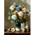thumbnail image 1 of Beige Hydrangea Botanical Impressionist Canvas Living Room Modern Neutral Floral Wall Decor, 1 of 8