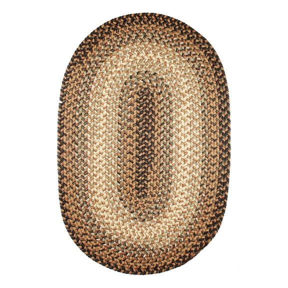 Beige Indoor & Outdoor Rug, Braided Textured Design, 2Ft. X 4Ft. Oval Runner Sunroom/Porch Carpet