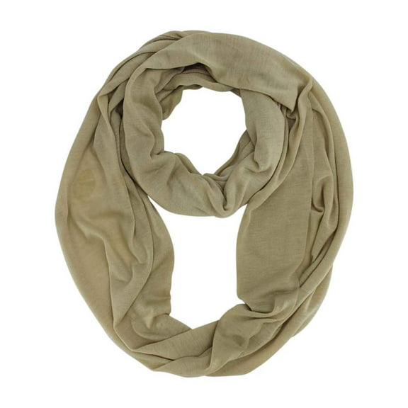Beige Jersey Knit Infinity Neck Scarf