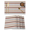 thumbnail image 1 of Beige Khaki Striped Placemats Set of 6, Farmhouse Stripes Modern Abstract Art Placemats for Dining Table, Place Mats for Kitchen Tabletop, Waterproof Wipeable Dining Table Mats Set, 1 of 9