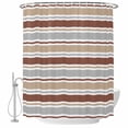 thumbnail image 1 of Beige Khaki Striped Shower Curtain Set - Small 36" x 72" Washable Bathtub Curtain with 12 Hooks, Farmhouse Stripes Modern Abstract Art Waterproof Fabric Shower Curtains for Bathroom/Bathtub Décor, 1 of 6