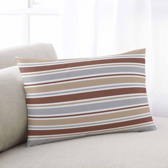 Beige Khaki Striped Throw Pillow Covers, Farmhouse Stripes Modern Abstract Art Soft Breathable Pillow Cases with Invisible Zipper for Sleeping, Small Pillowcases for Couch Bed Sofa Chair 16x24 Inches