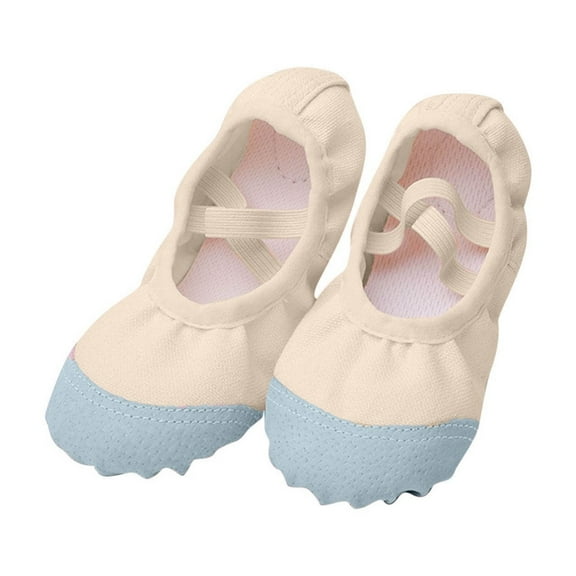 Beige Kids Ballet And Dance Footwear For Girls And Boys With Elastic Band And Soft Sole, For Ages 11-12 Years And Insole 8.7 Inches