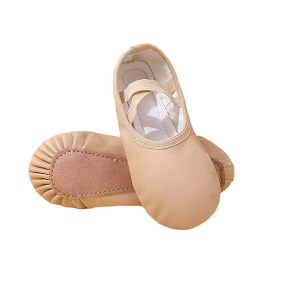 Beige Kids Ballet Shoes Featuring Soft Sole And Flexible Design For Dance Class, And Exercise