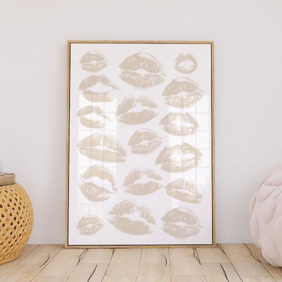 Beige Kiss Wall Art Kiss Lips Trendy Poster Lips Print Aesthetic Trendy Printspreppy Dorm Fashion Wall Art Muted Neutral Make Up Art Wall Art, Modern Wall Decor, 8x12 UNFRAMED