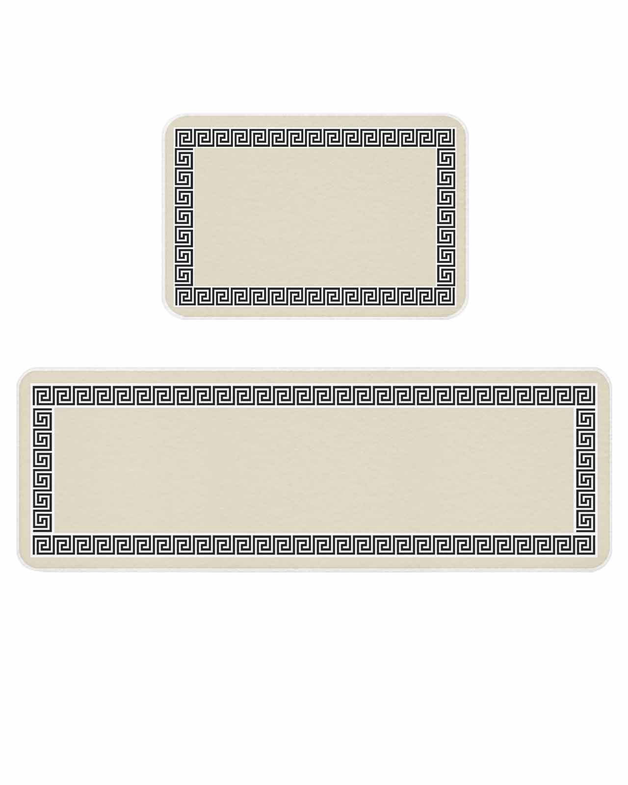 Beige Kitchen Mats for Floor 2 Piece, Greek Chinese Style Border ...